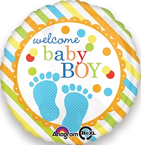 4" Foil - Baby Feet Boy Airfill Heat Seal Required balloon
