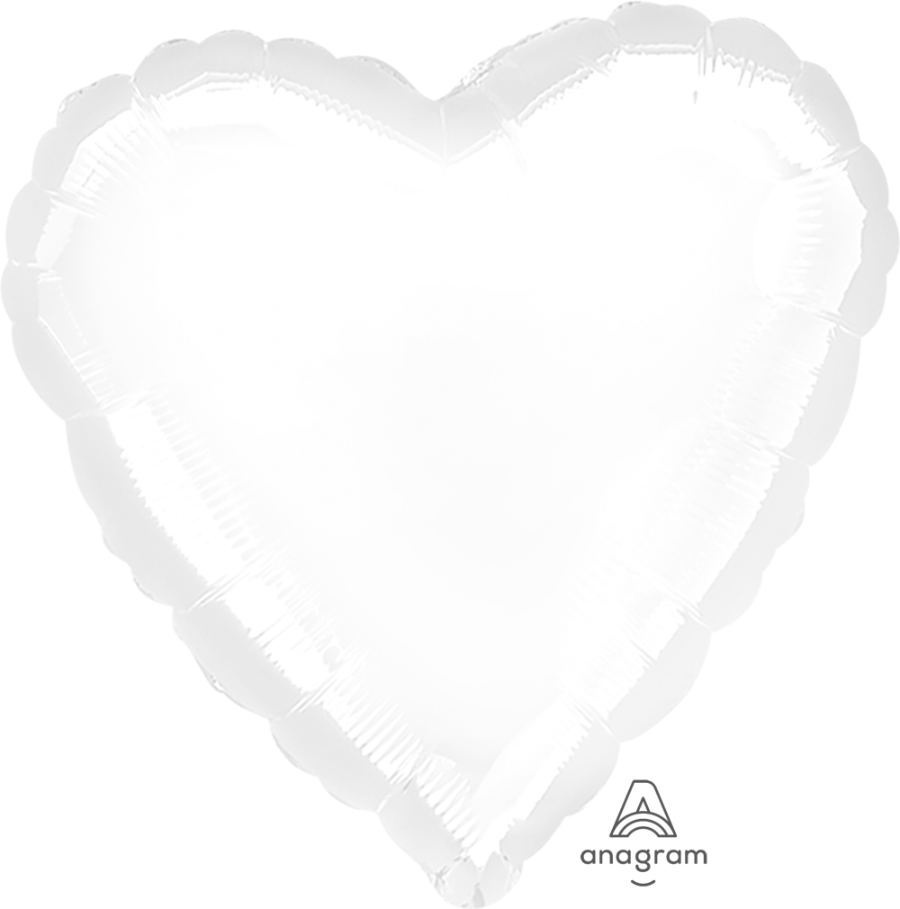 4" Foil Heart - White Airfill Heat Seal Required balloon