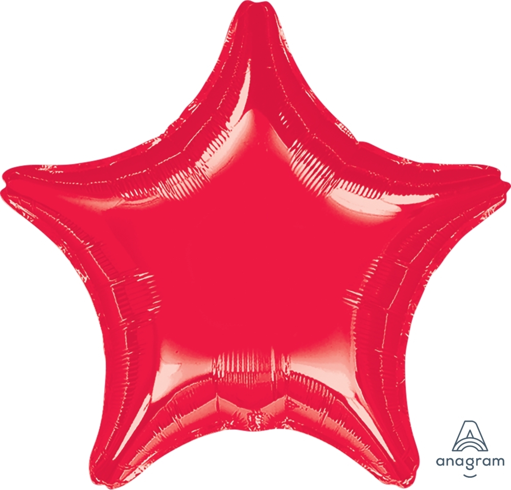 4" Foil Star - Ruby Red Airfill Heat Seal Required balloon