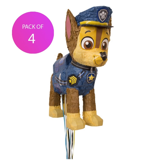 (4) Paw Patrol Chase Pull Pinata - Pack of 4