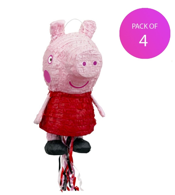 (4) Peppa Pig Pull Pinata - Pack of 4