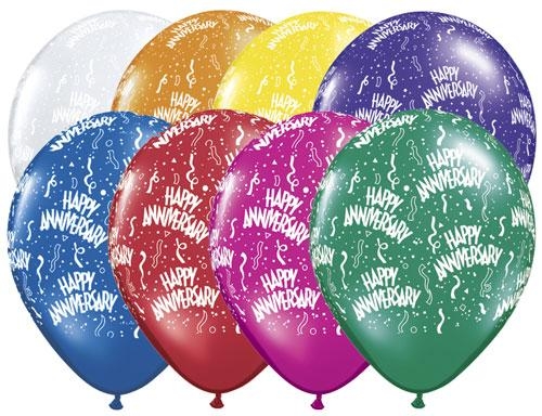 (50) 11"Anniversary Around - Jewel Tone Assorted balloons