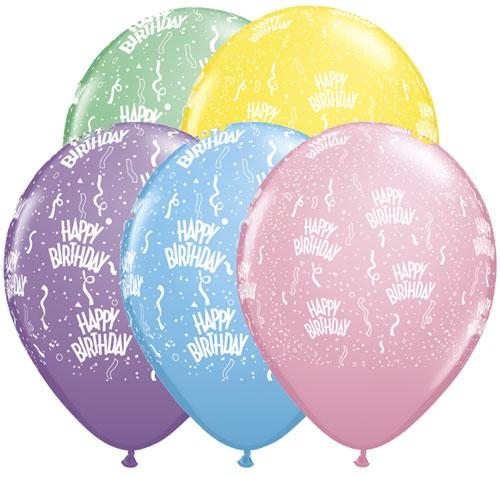 (50) 11" Birthday Around - Pastel Assorted balloons