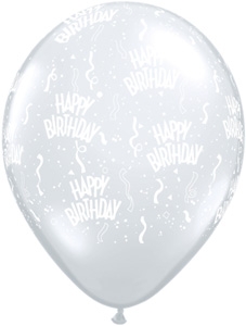 (50) 11" Birthday Around - Clear balloons