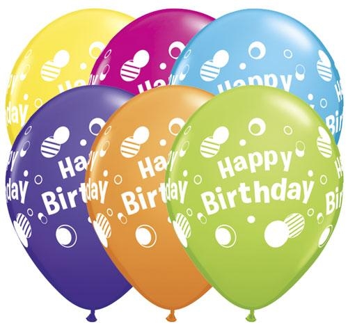 (50) 11" Birthday Polka Dots - Tropical Assorted balloons