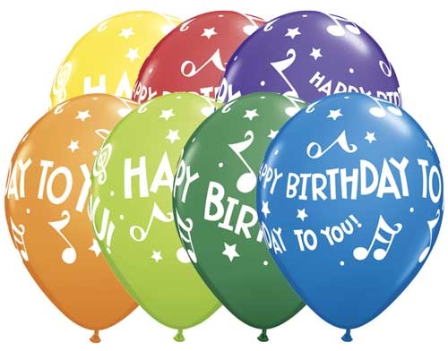 Q (50) 11" Birthday Music Notes Carnival Assortment balloons