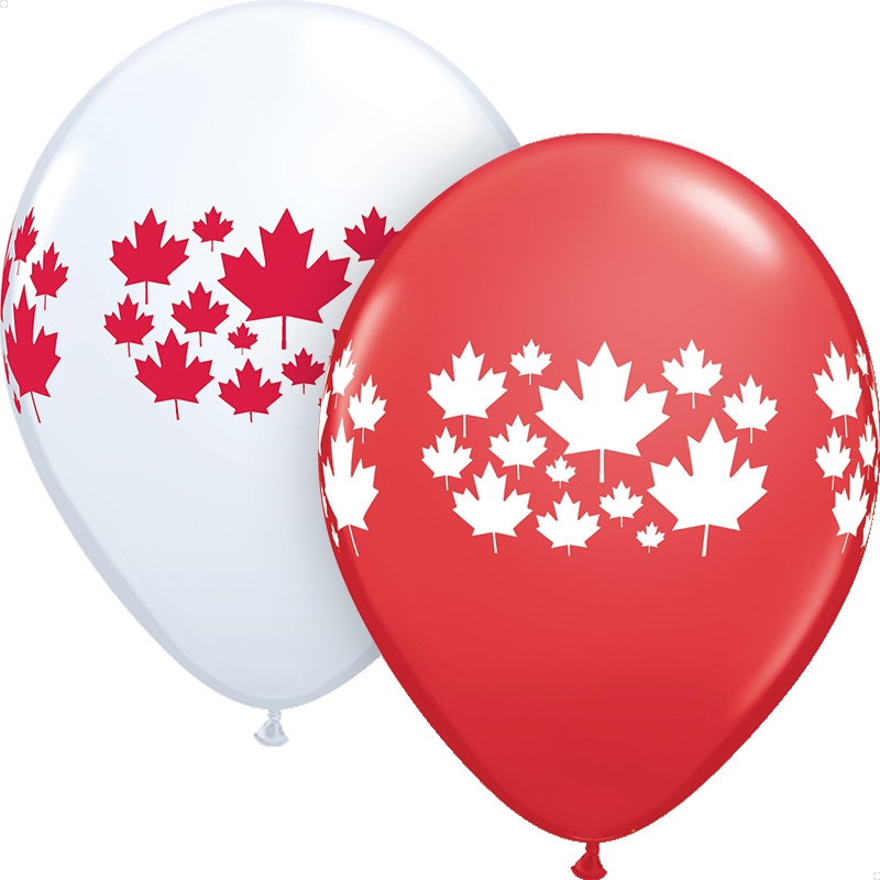 (25) 11" Canada Day Canada Leaf all around balloons