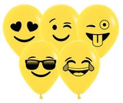 BET (100) 5" Emoji Fashion Yellow Assorted Faces 1 Side balloons