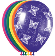 BET (100) 5" Butterfly Assorted Crystal Fuchsia, Blue, Green, Yellow, Orange, Violet balloons