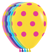 BET (50) 11" Polka Dot Assorted Fuchsia, Lime, Yellow, Blue, Violet balloons