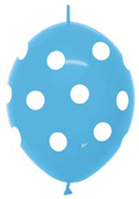BET (50) 12" Link-O-Loon Print - Polka Dots Deluxe Turquoise Blue balloons