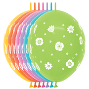 BET (50) 12" Link-O-Loon Print - Wildflowers Dlx Fuch,Turq,Lil,Mari,Lime,Cor,Or balloons
