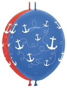 BET (50) 12" Link-O-Loon Print - Anchors Crystal Blue, Red balloons