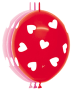 BET (50) 12" Link-O-Loon Print - Classic Hearts Dlx Fuch,Fash Red,BG Pink balloons