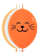 BET (100) 6" Link-O-Loon Whiskers White,Orange,Toffee balloons