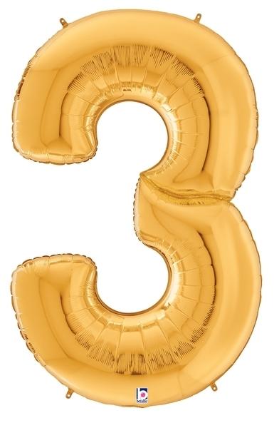 64" Gigaloon - Number - #3 - Gold balloon