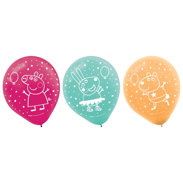 (6) Peppa Pig Confetti Party Latex Balloons