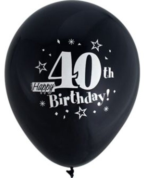 (8) 12" HB 40th - Royal Rich ASSORTED COLOURS balloons