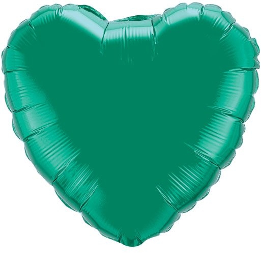 9" Foil Heart - Emerald Green Airfill Heat Seal Required balloon