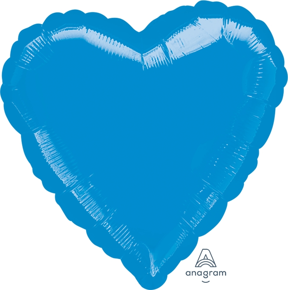 9" Foil Heart - Sapphire Blue Airfill Heat Seal Required balloon