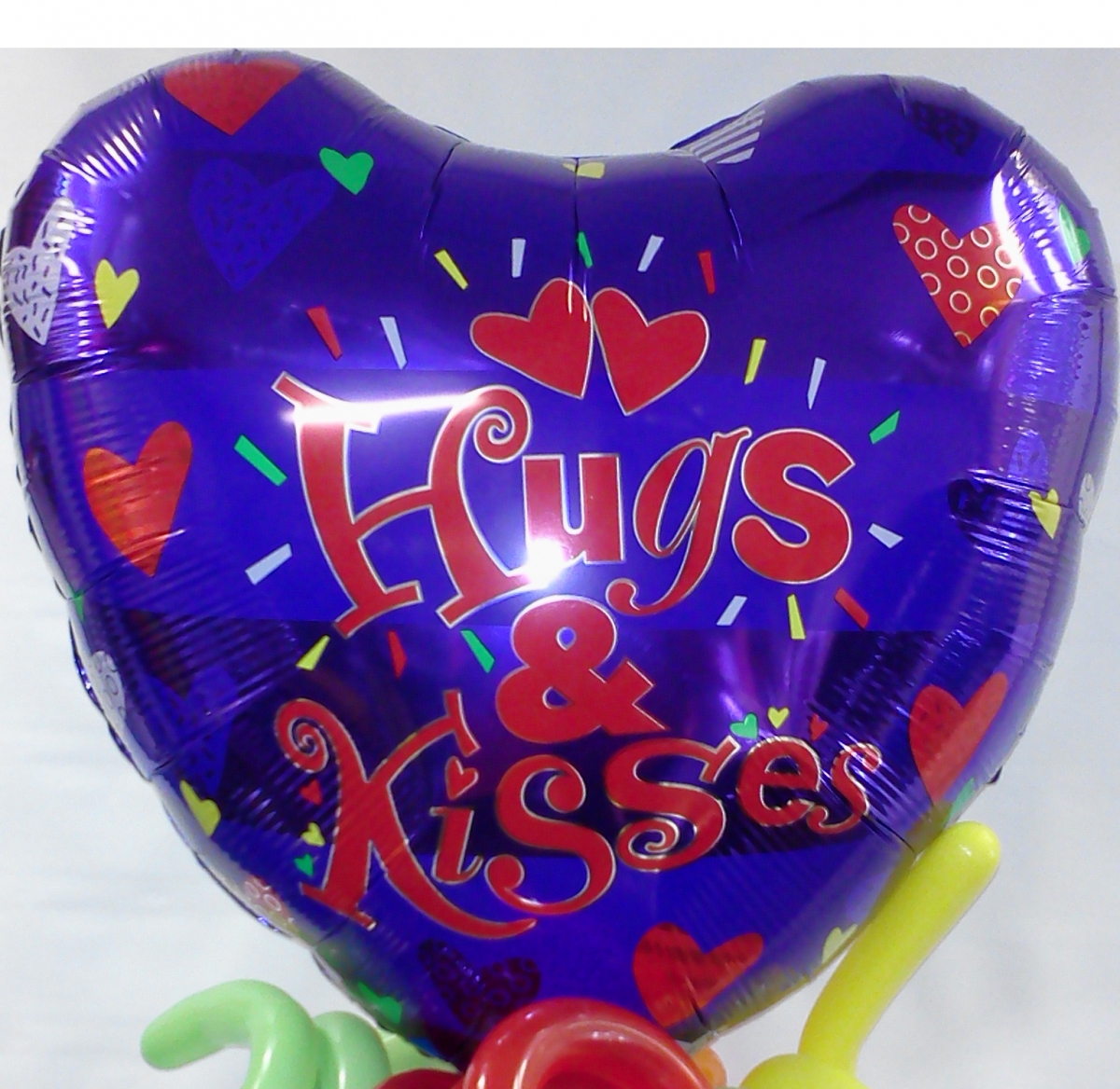 9" Foil - Hugs & Kisses Purple Airfill Heat Seal Required balloon