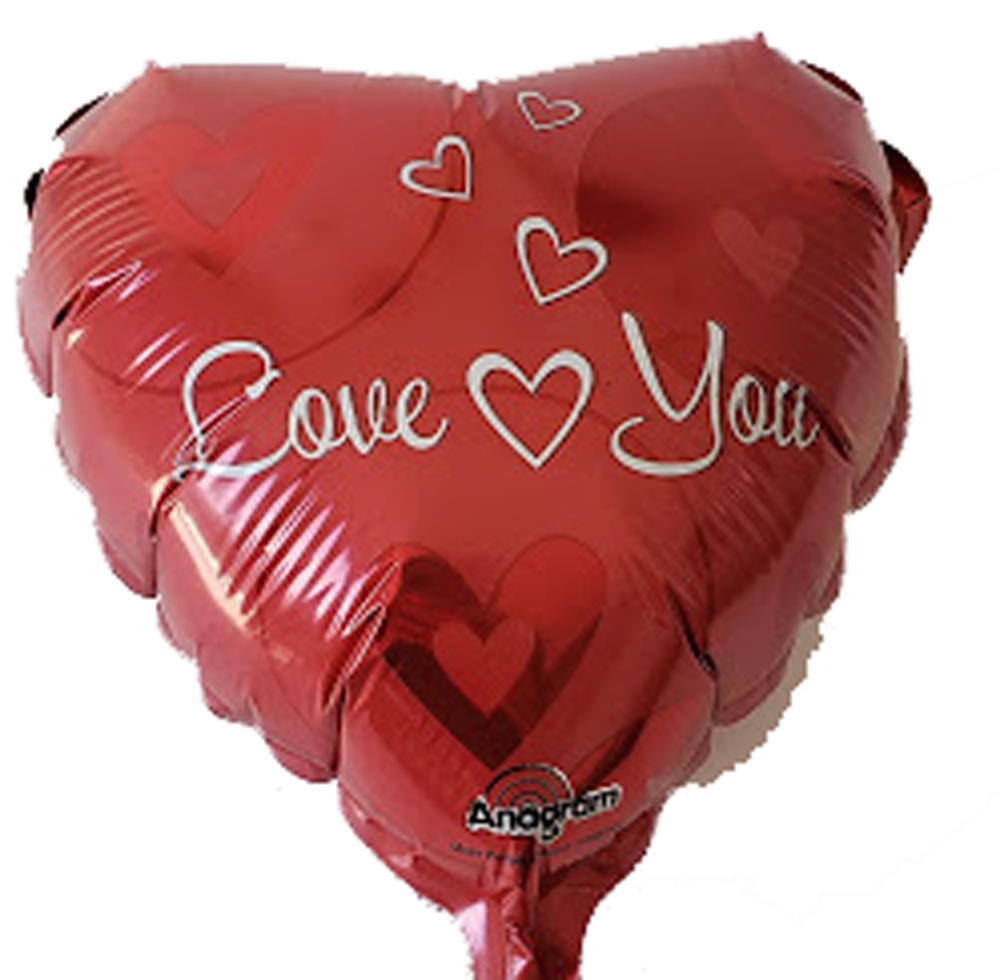 9" Foil - Love You Hearts - Air Fill Airfill Heat Seal Required balloon