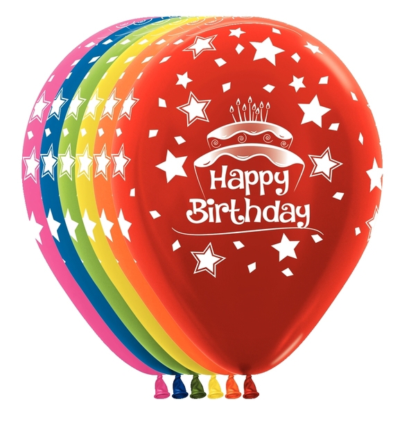 SEM (50) 11" Birthday Cake Metallics balloons