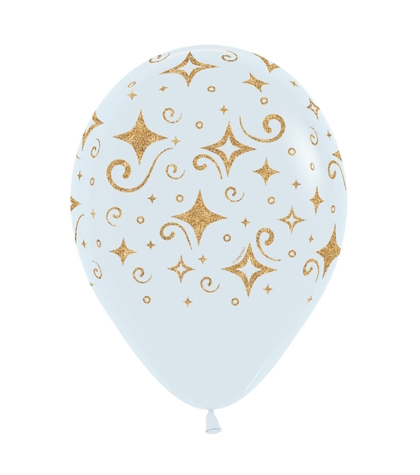 BET (50) 11" Golden Diamonds on white balloons