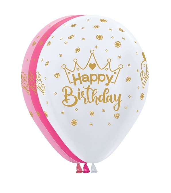 BET (50) 11" Happy Birthday Crowns balloons