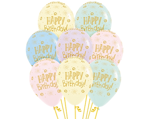 BET (50) 11" Happy Birthday Sunshine Pastel Matte Assortment balloons