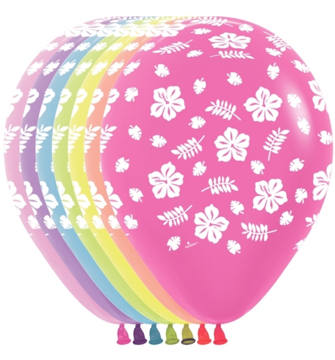BET (50) 11" Luau flower print balloons