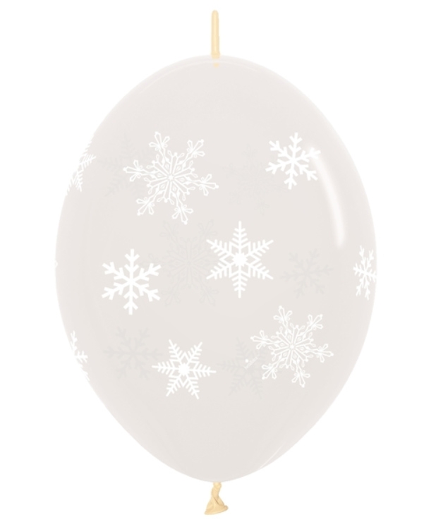 BET (50) 12" Link-O-Loon Print - Clear Snowflake balloons