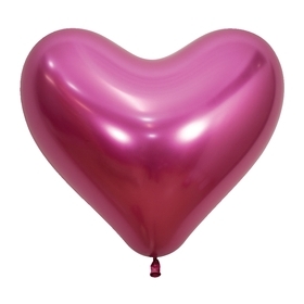 BET (50) 14" Reflex Fuchsia Latex Heart Balloons