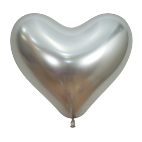 BET (50) 14" Reflex Silver Latex Heart Balloons