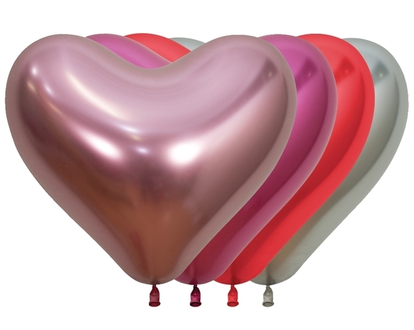 BET (50) 14" Reflex Assortment Latex Love Heart Balloons