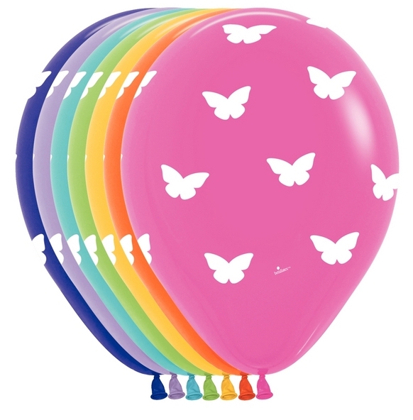 BET (50) Butterfly Assortment 11" All Over Printed balloons