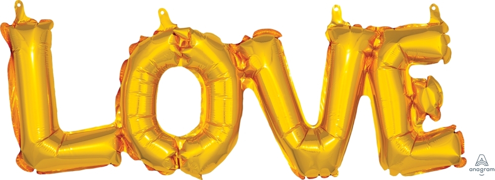 Block Phrase LOVE Gold Air-fill Self-Sealing balloon