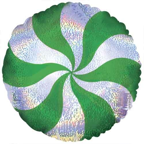 18" Green Candy Swirl Dazzle Holographic balloon