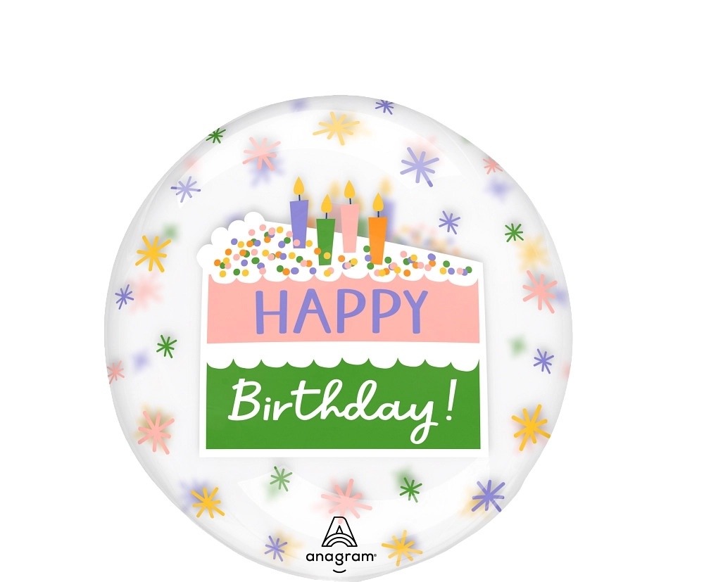 Happy Birthday Cake Slice Bubble Balloon