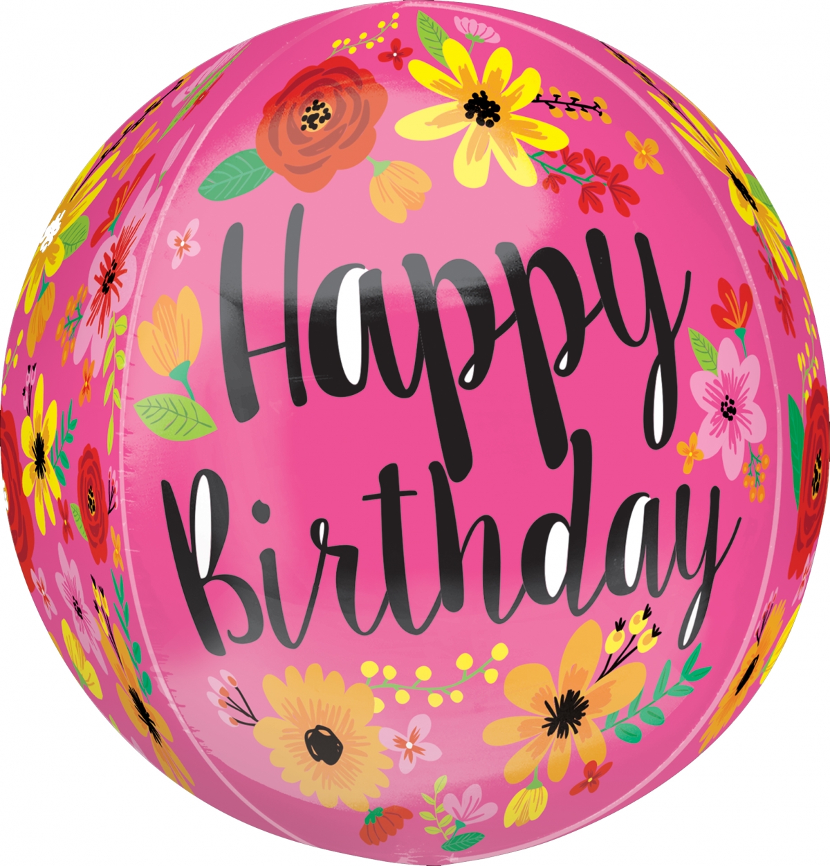 Happy Birthday Pink Floral - ORBZ bubble balloon