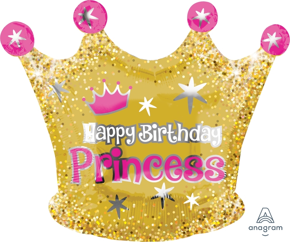 Happy Birthday Princess Gold Crown Super Shape balloon