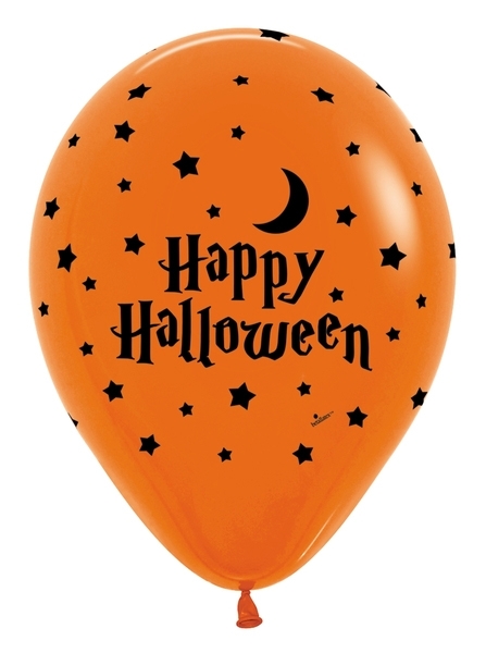BET (50) 11" Happy Halloween Night - Orange and Black balloons