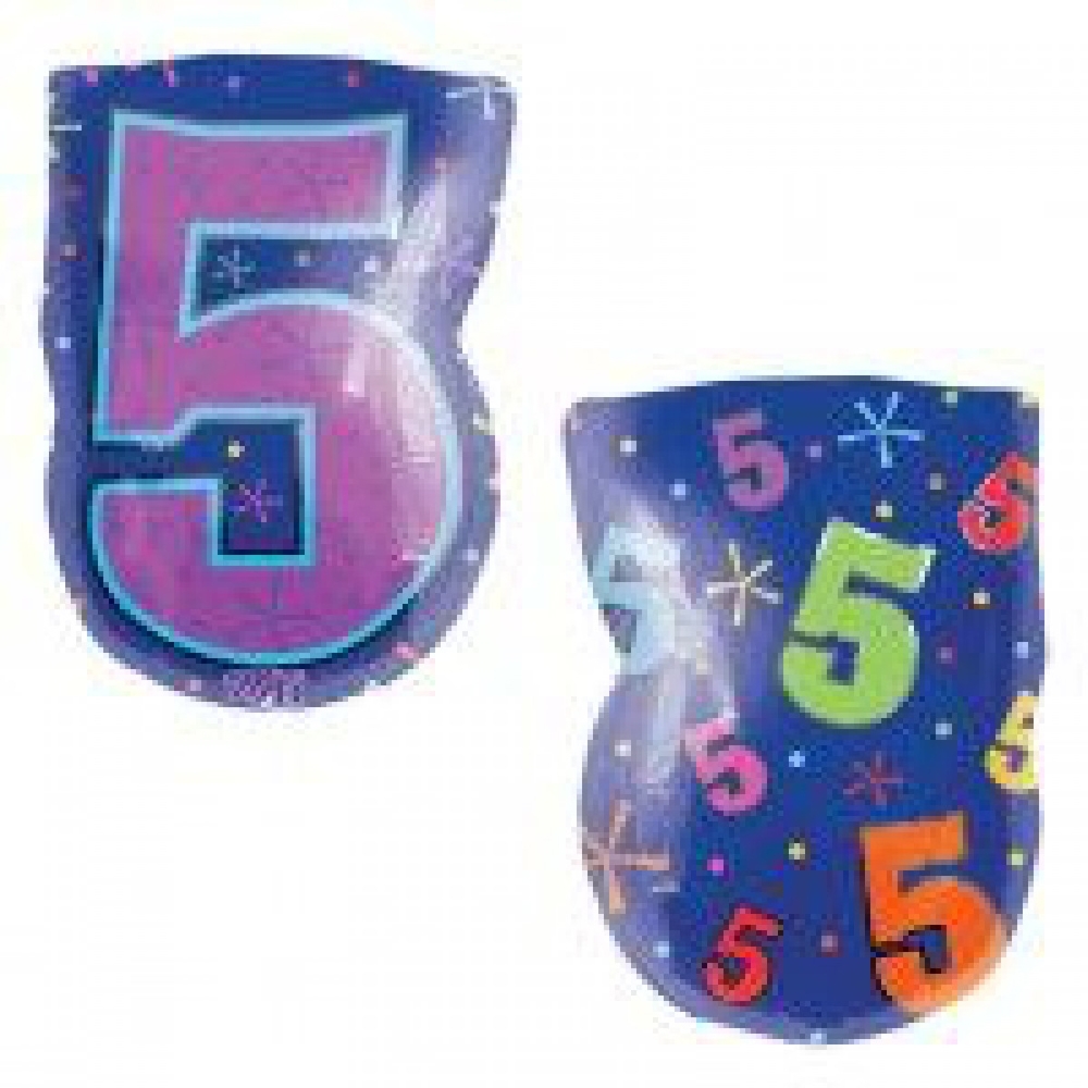 Jr Shape Foil Number 5 Multi Color 20"x14" balloon