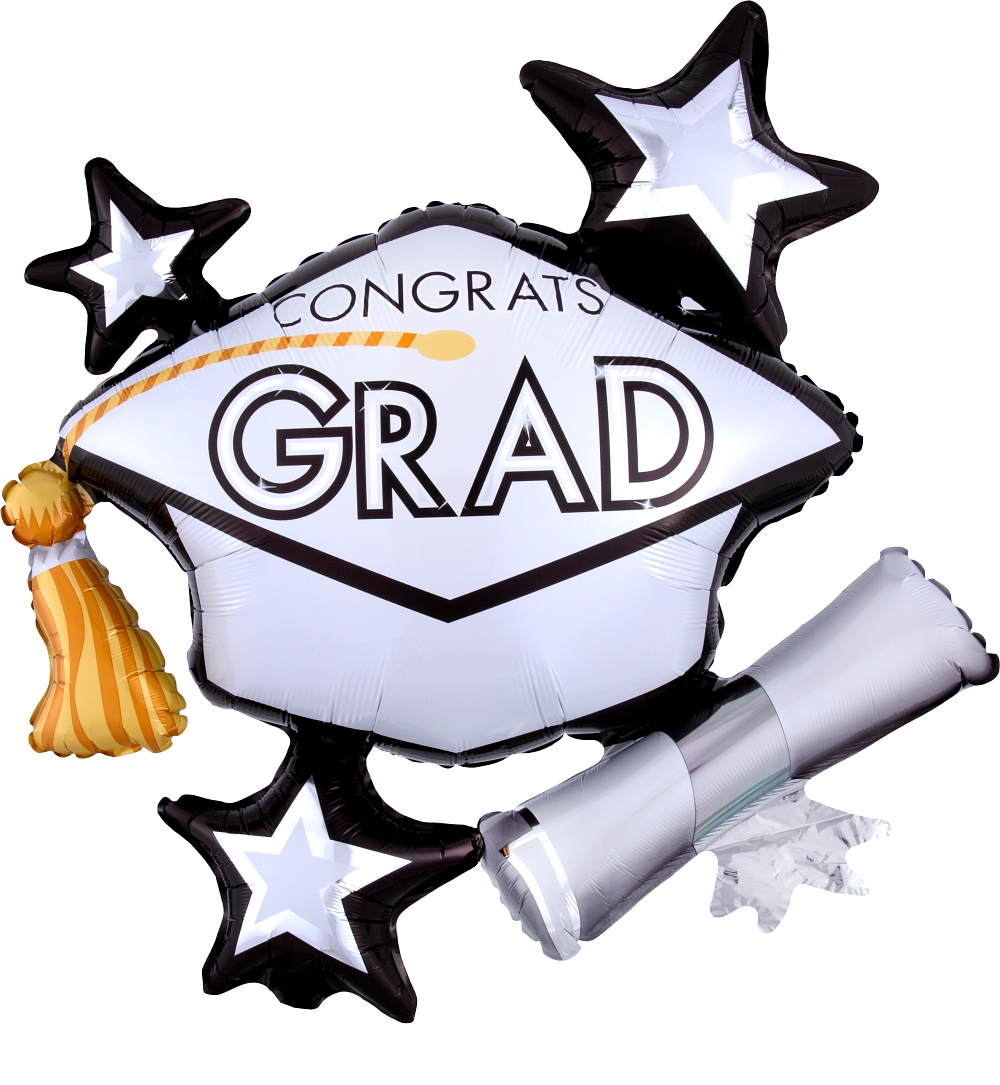 Jumbo Congrats Grad White Cluster balloon