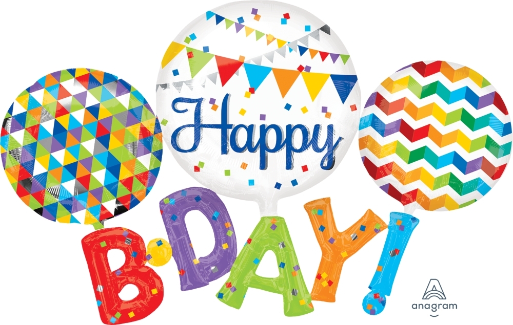 Multi Shape - Happy Birthday 56"x36" balloon