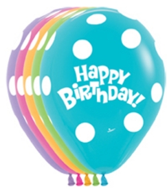 BET (50) Polka Dot Birthday 11" All Over Printed balloons