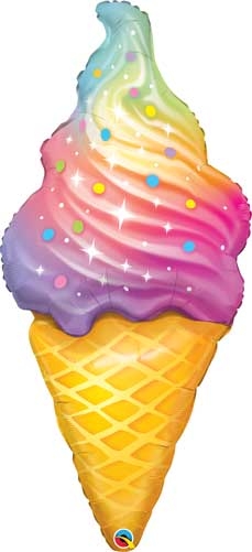 Rainbow Swirl Ice Cream Cone Shape balloon