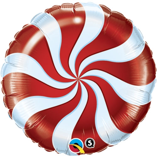 18" Red Candy Swirl balloon  *Polybagged
