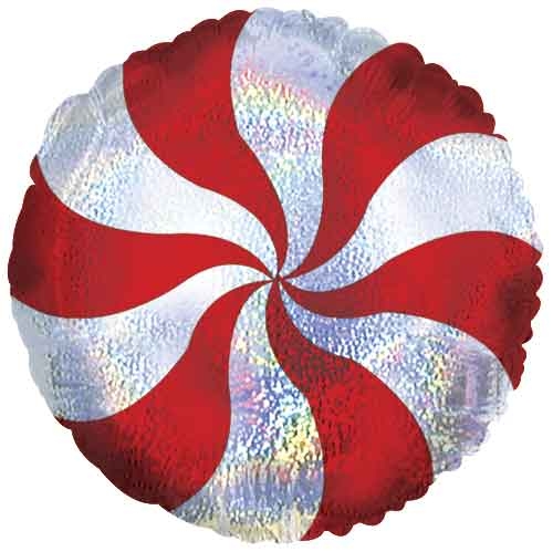 18" Red Candy Swirl Dazzle Holographic balloon