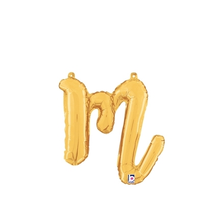 Script Letter M Gold - Self Sealing Air Fill balloon